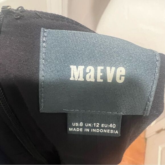 NWOT Anthropologie MAEVE Elia Cold Shoulder midi Dress In Navy Motif size US 8 - Picture 3 of 9